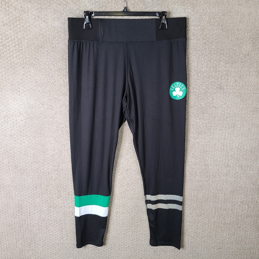 NBA Unk Pants Womens XL Black Boston Celtics Leggings Polyester Spandex Athletic